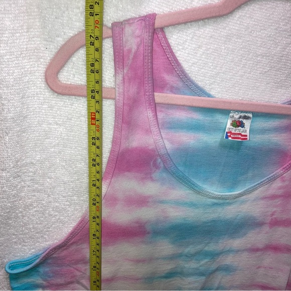 Vintage 90s Fruit of the Loom Adult L 100% Cotton OOAK Tie-Dye Tank P7542 - Picture 5 of 8
